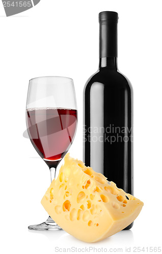 Image of Wine and dutch cheese isolated