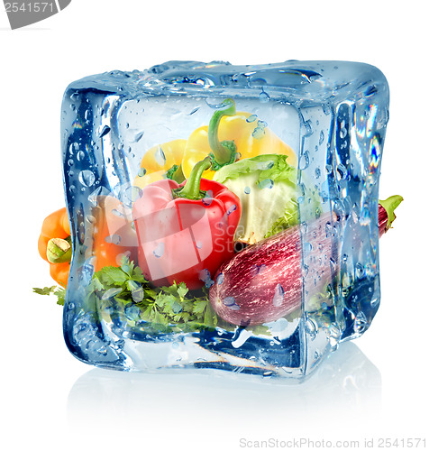 Image of Ice cube and vegetables