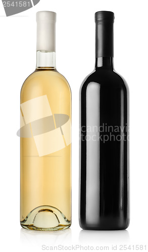 Image of Bottle of red wine and white wine