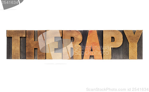Image of therapy word in wood type