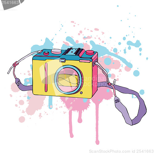 Image of Photo Camera. Hand drawn Vector Illustration.