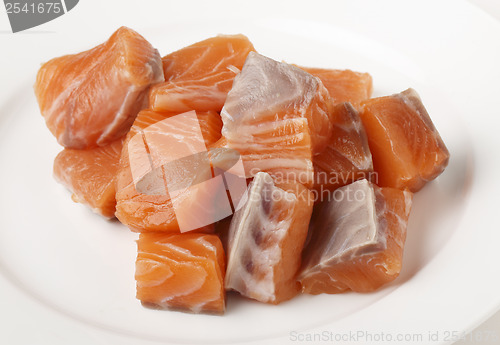 Image of Chunks of salmon on a plate