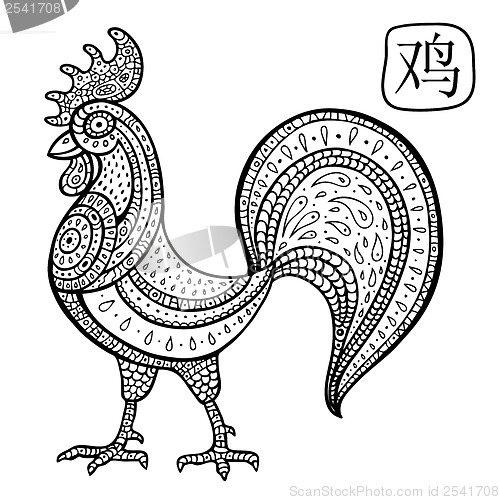 Image of Chinese Zodiac. Animal astrological sign. cock.