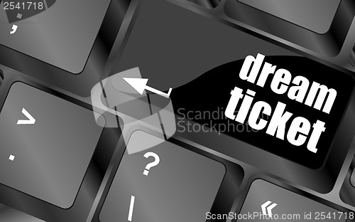 Image of dream ticket button on computer keyboard key