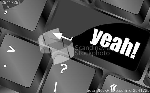 Image of yeah word on computer keyboard key