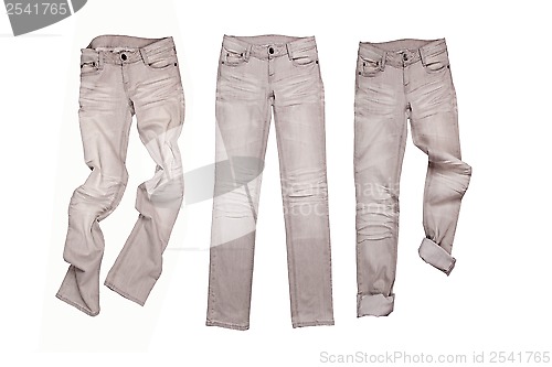 Image of three gray jeans