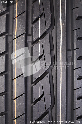 Image of Closeup of rubber tire tread