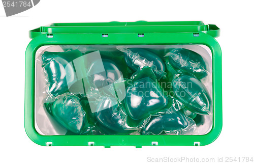 Image of Green gel laundry capsules