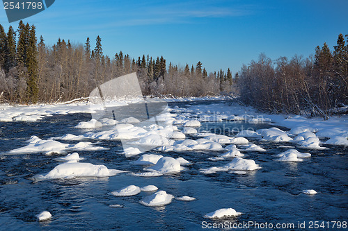 Image of small river, winter landscape