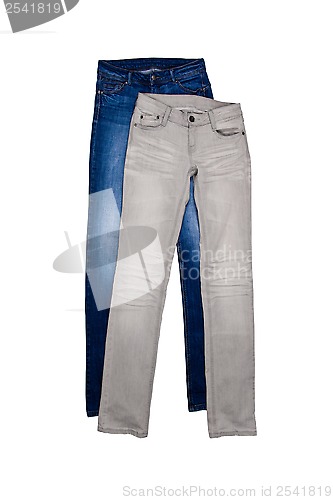 Image of gray and blue jeans 