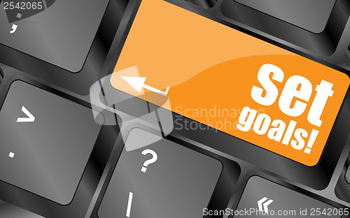 Image of set goals button on keyboard - business concept