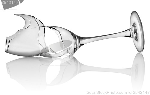 Image of Broken wine glass isolated