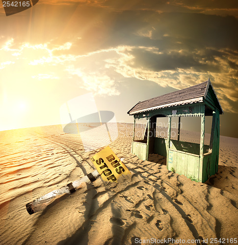 Image of Bus stop in the desert