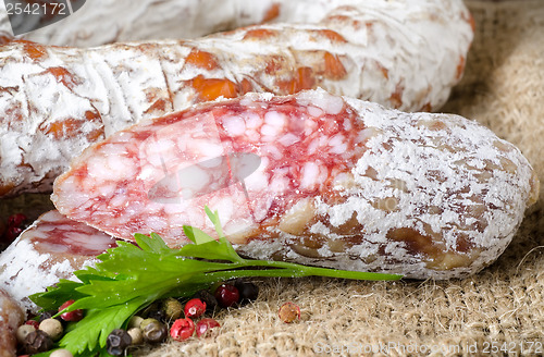 Image of Salami and colorful spices