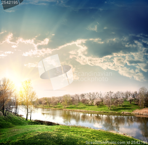 Image of Sunset over the river