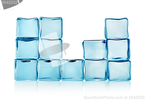 Image of Figures from blue ice cubes isolated