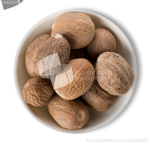 Image of Nutmegs  in plate isolated