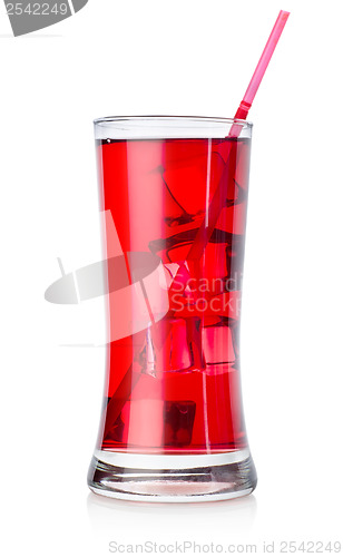 Image of Red cocktail in a big glass isolated