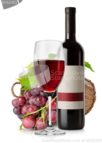 Image of Wine and grape in basket