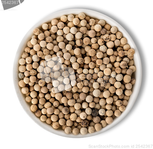 Image of White pepper in plate isolated