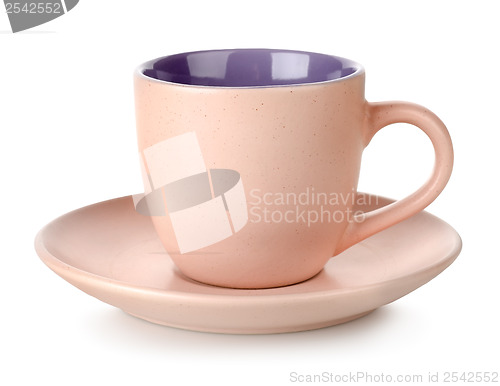 Image of Pink cup and saucer isolated