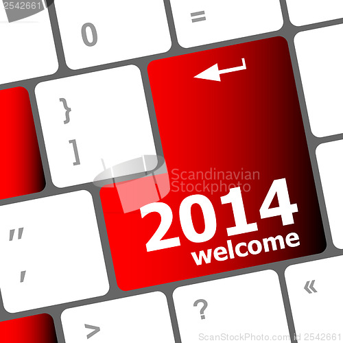 Image of New year concept: welcome 2014 key on the computer keyboard