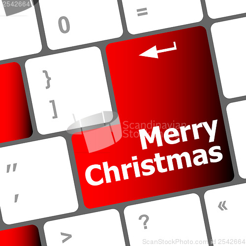 Image of merry christmas message, keyboard enter key button