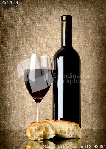 Image of Wine and  bread on canvas