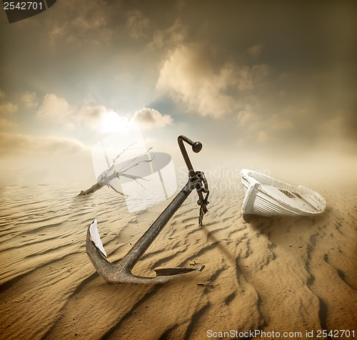 Image of Boat in the desert