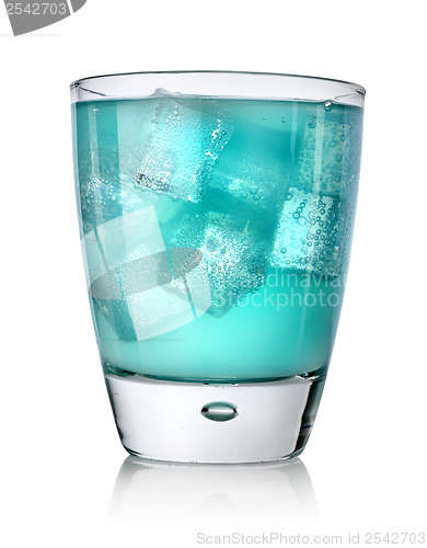 Image of Blue drink with ice cubes