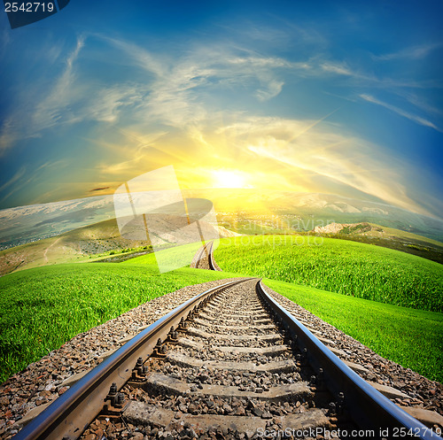 Image of Railway in mountain fields