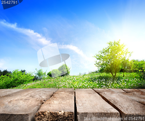 Image of Field and wooden floor