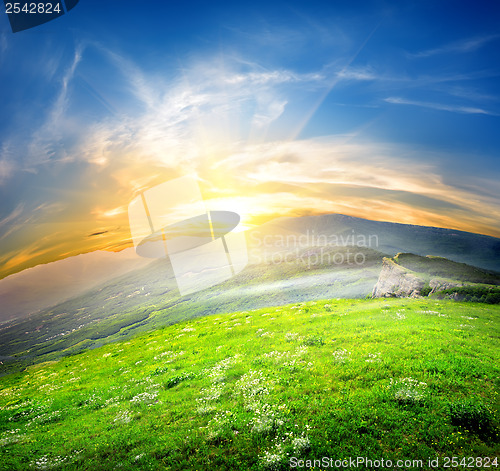 Image of Green meadows and mountains