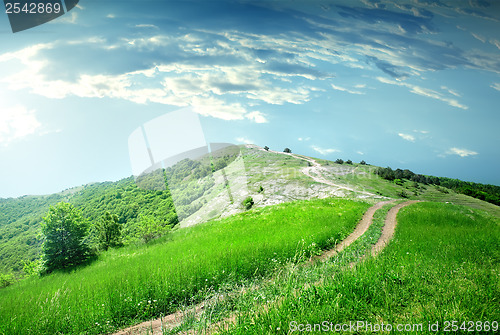 Image of Road in mountain and blue sky