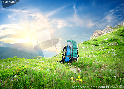 Image of Backpack in mountains