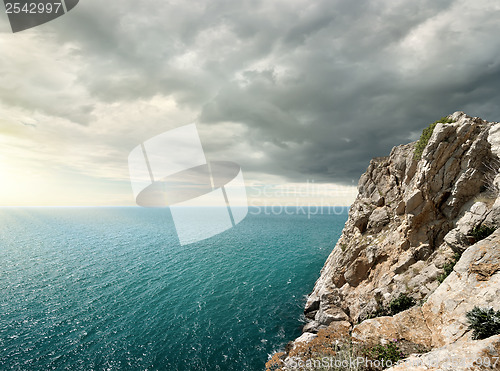 Image of Gloomy clouds over the sea