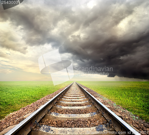 Image of Railway and storm clouds