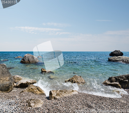 Image of Black sea and stony beach