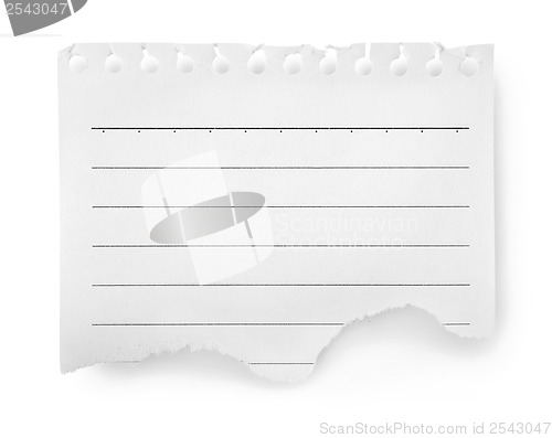 Image of Sheet of lined paper isolated