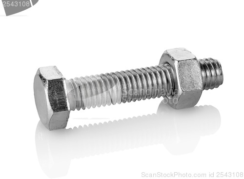 Image of Big bolt and nut isolated