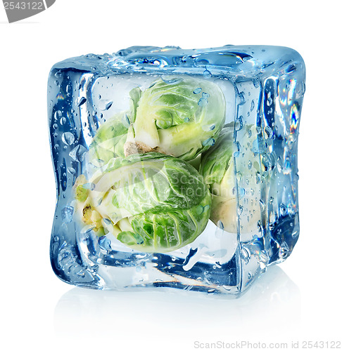 Image of Brussel sprouts in ice cube
