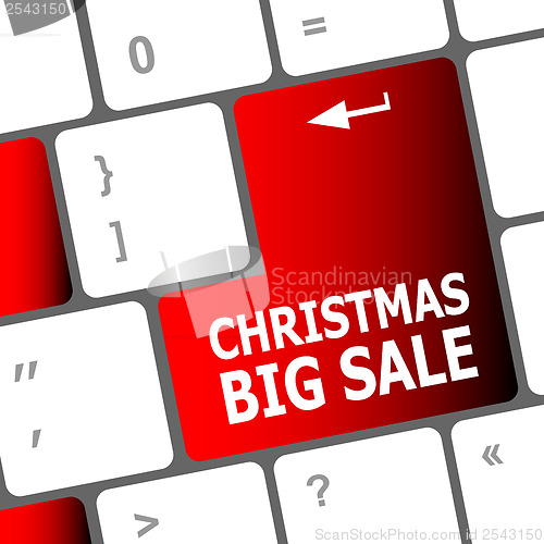 Image of christmas big sale on computer keyboard key button