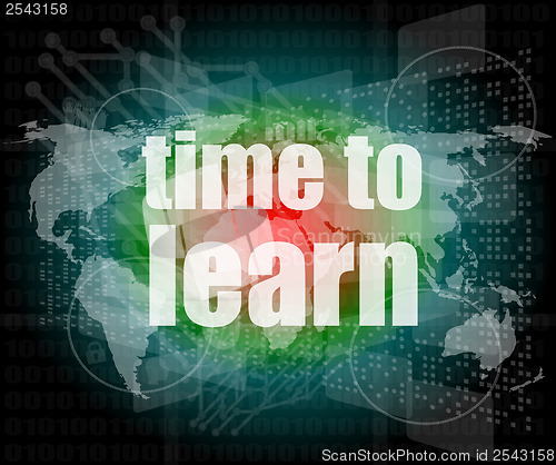 Image of illustration of touch screen with time to learn words