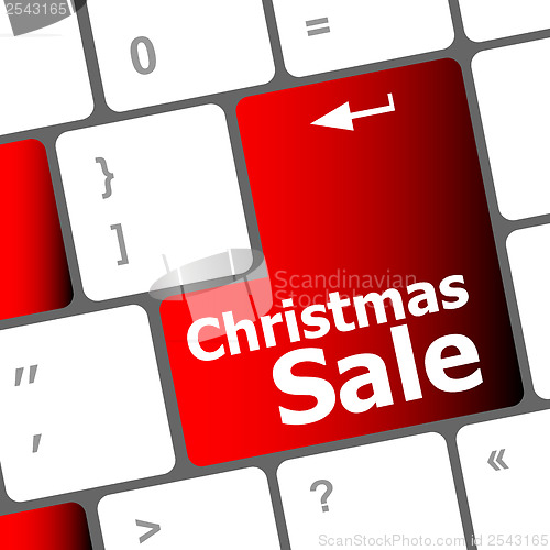 Image of christmas sale on computer keyboard key button