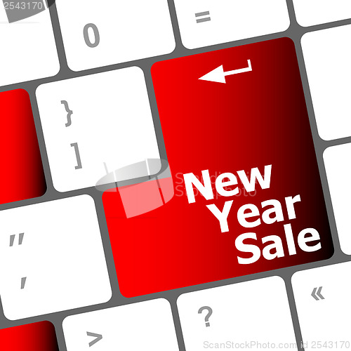 Image of Computer keyboard with holiday key - new year sale