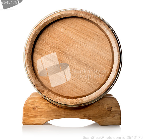 Image of Wooden barrel on the stand