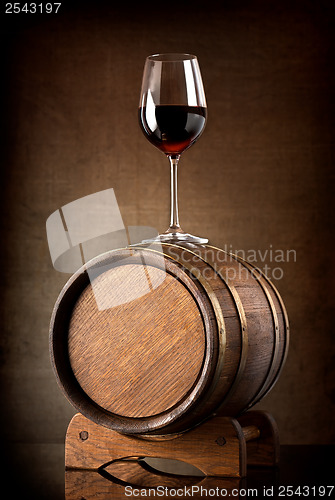 Image of Wineglass  and barrel