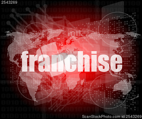 Image of business concept: word franchise on digital touch screen