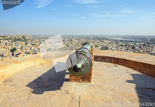 Image of old cannon on roof of Jaisalmer fort