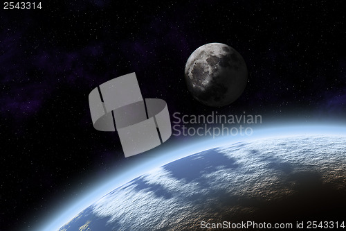 Image of Surface Planet Earth and Moon